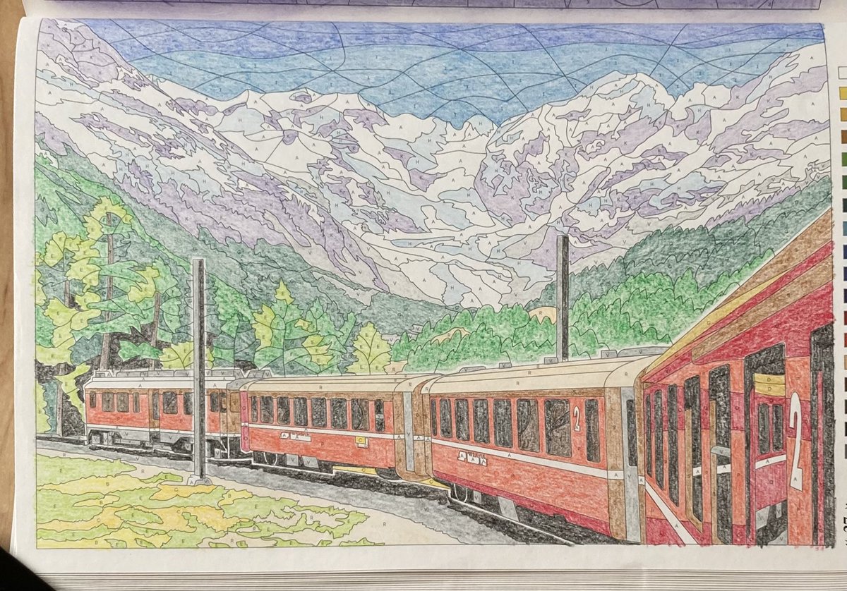 数字塗り絵「スイスの列車🇨🇭🚃」です。