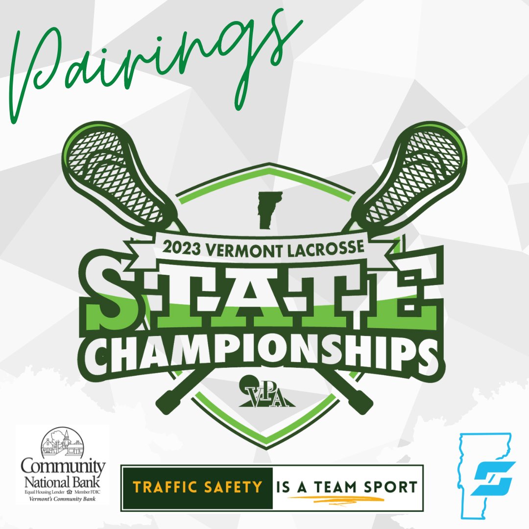 PAIRINGS ARE LIVE:   
'23 VPA Lacrosse State Championships

BOYS:
scorebooklive.com/vermont/lacros…

GIRLS:
scorebooklive.com/vermont/girls-…