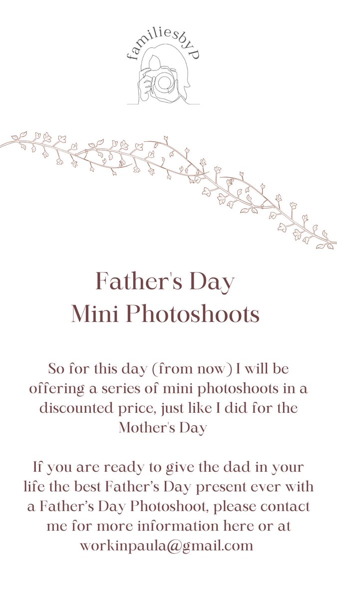 pavlvj's tweet photo. If you are ready to give the dad in your life the best Father’s Day present ever with a Father’s Day Photoshoot, please contact me for more information here or on Instagram @familiesbyp or at workinpaula@gmail.com #FathersDay2023 #FathersDay #fathersdaygift #fathersdaygiftideas https://t.co/WWWPQ9SnNz