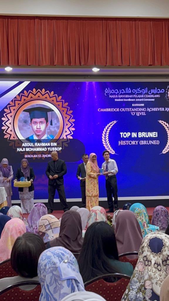 I received an award for being top in Brunei in History (Cambridge Outstanding Achiever Award ‘O’ Level)