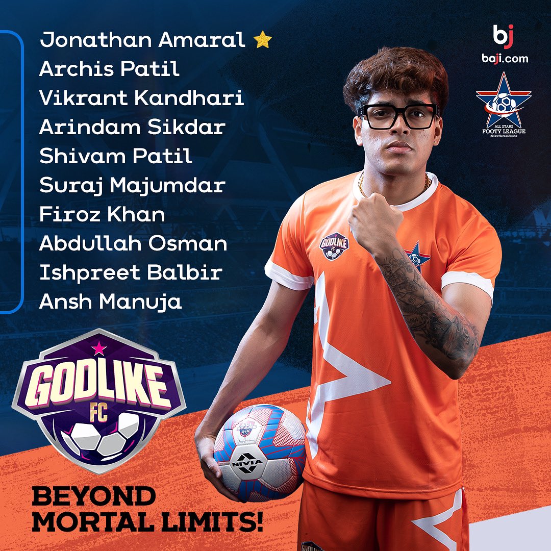 ASFootyLeague's tweet photo. They are GODLIKE, need we say more? An unstoppable force with divine skillz 💯 that's #JonathanAmaral #GodlikeFC 🧡⚽️ #ASFL #NewHeroesRising 

#PlayingForHumanity #FootballLeague #Football https://t.co/pLtdmyjPiu
