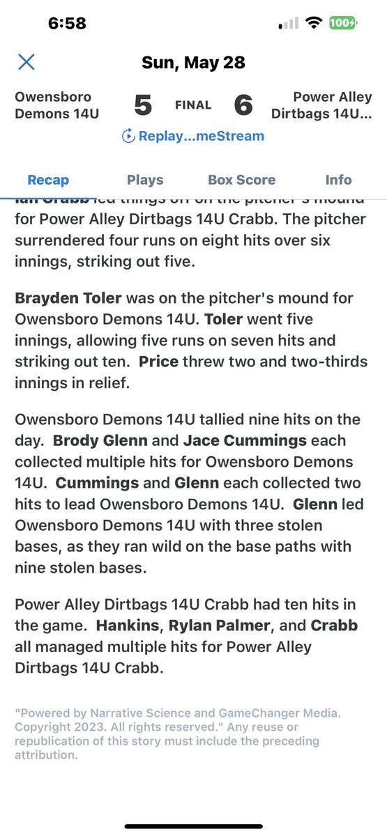 RogerToler49's tweet photo. First tournament of the year and we took second place in a hard fought championship game losing in extra innings on a walk off. We went 3-1 on the weekend and Brayden accounted for 16 total strikeouts in a total of eight innings pitched.  #DEMONS⚾️🤘👊😤 https://t.co/e3lIm8qYoG