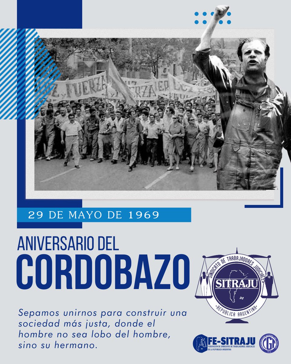 Sitraju_'s tweet photo. Unidad para construir una Patria más justa, libre y soberana ✌🏾

#Cordobazo 
#ObrerosyEstudiantes 
#UnidadDeLosTrabajadores

#SitrajuDDHH https://t.co/djbOauEBjp