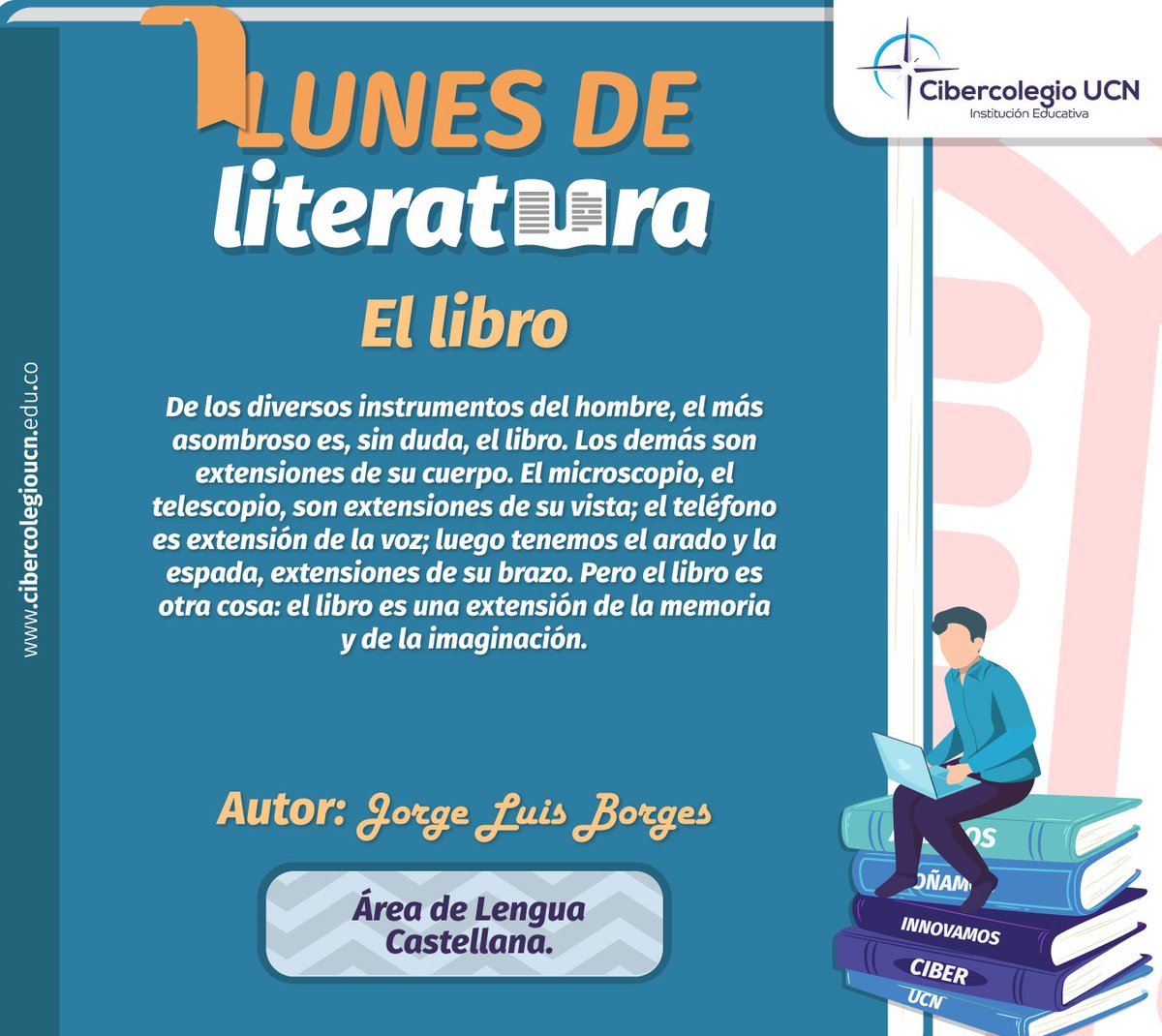 #LunesdeLiteratura
"Sumérgete en las páginas de los libros y descubre un mundo infinito de emociones, aventuras y conocimiento. ¡La literatura es el tesoro que todos debemos explorar!"