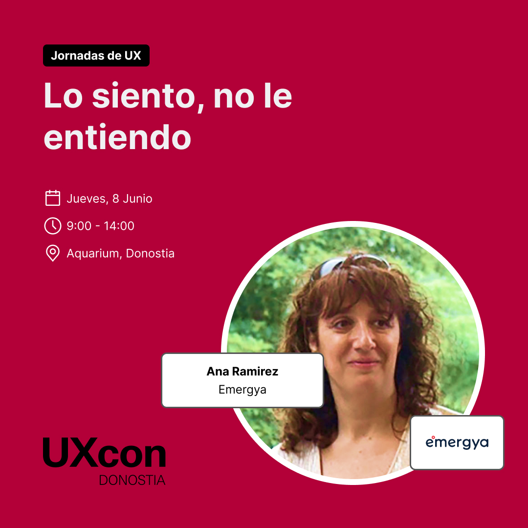 𝐀𝐧𝐚 𝐑𝐚𝐦𝐢𝐫𝐞𝐳 (<a href="/anaLittleRed/">Ana</a>) será nuestra 4ª ponente de día con su charla: "Lo siento, no le entiendo". ¿Quién no ha tenido una respuesta así al hablar con un Asistente Virtual? 😅
#UX #UXconDonostia

📆 8 de junio
⏳ 10:50 h
👱 𝐀𝐧𝐚 𝐑𝐚𝐦𝐢𝐫𝐞𝐳
📍Aquarium SS