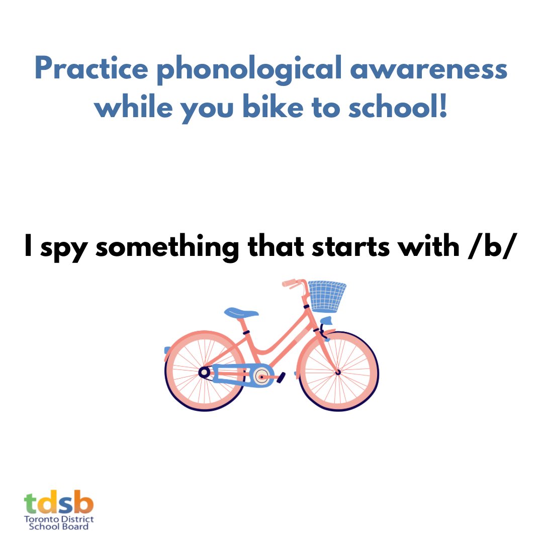 TDSB_SLP's tweet photo. It’s bike to school week! 🚴🏽♀️🚴🏿
Here are some fun phonological awareness activities you can practice while you’re biking to school 🔤👂🏽
#TDSB #PhonologicalAwareness #BikeToSchoolWeek #TDSBSLP #SpeechLanguagePathology https://t.co/RItGjlPzYO