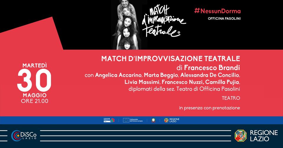 Domani sera al #teatro #EduardoDeFilippo partecipa a "Match di improvvisazione teatrale!", un #evento di #OfficinaPasolini diretto da #FrancescoBrandi.
Prenota ora il tuo posto al link: bit.ly/OP_Match
Viale Antonino di San Giuliano 782/angolo Via Mario Toscano - #Roma .