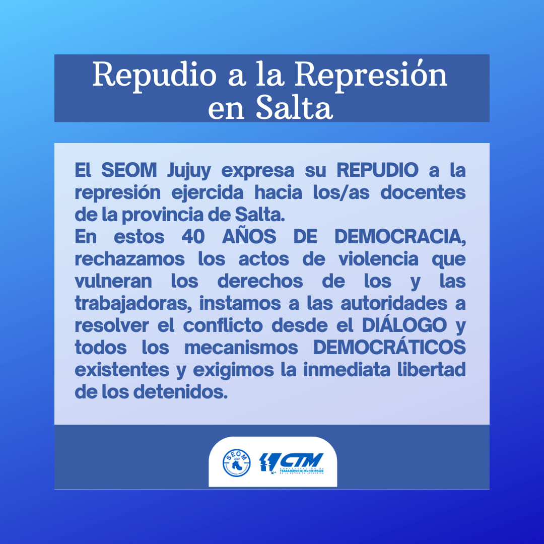 En estos 40 AÑOS DE DEMOCRACIA, rechazamos los actos de violencia que vulneran los derechos de los y las trabajadoras, instamos a las autoridades a resolver el conflicto desde el DIÁLOGO y todos los mecanismos DEMOCRÁTICOS existentes.