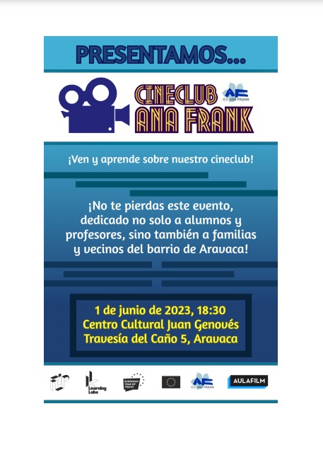 iesanafrank's tweet photo. ¡Os esperamos a la presentación del cineclub Ana Frank el 01-06 en el centro cultural Juan Genovés! 🎬@MADRID @MoncloaAravaca @aulafilm @LasEspigadoras @leeres @ampaiesanafrank @colegiorosalux @aparosaluxembu1 @RadioAcrola @OsaMayorAravaca #AulafilmLearningLab #CreativeFLIP 👇 https://t.co/0Oan9Wxe1J