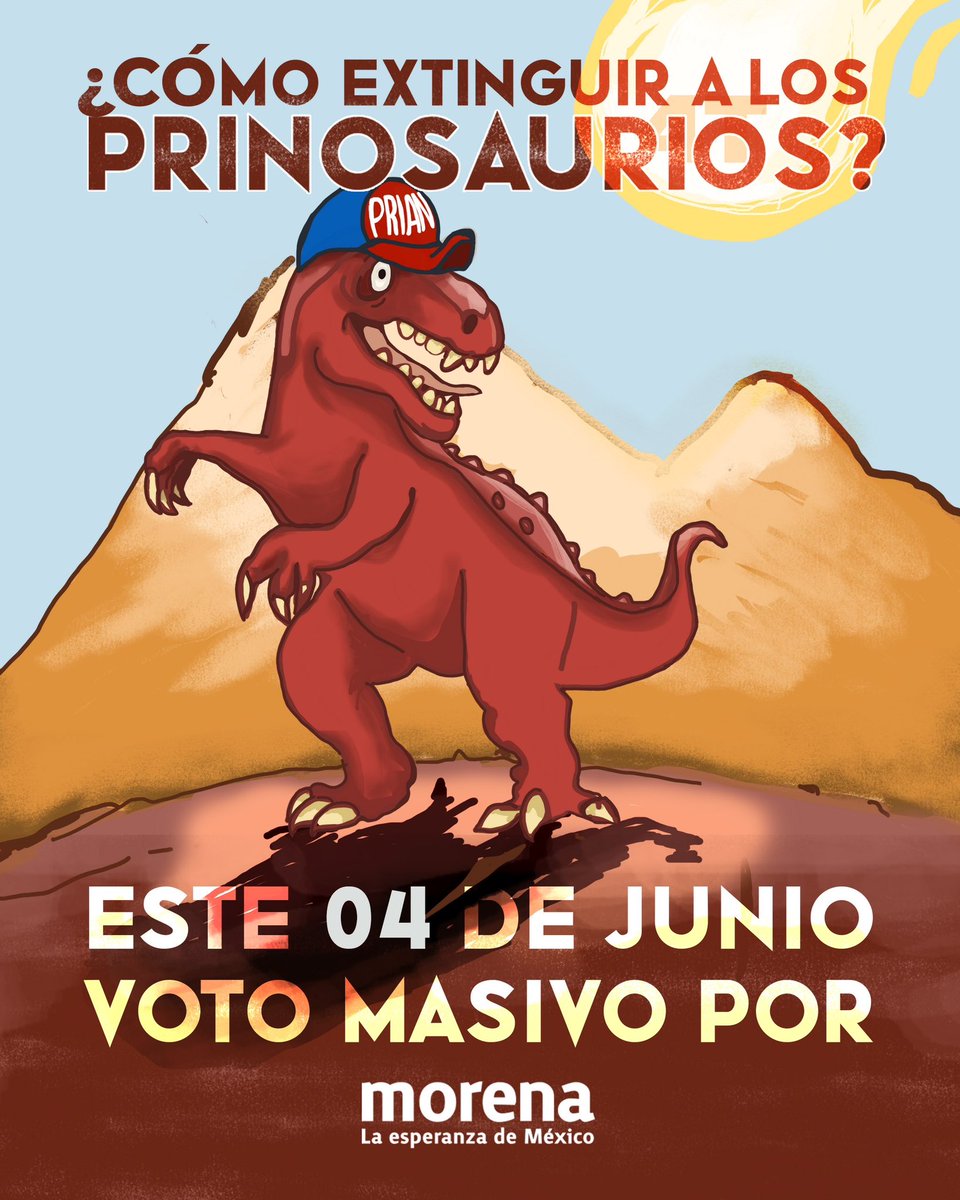 PartidoMorenaMx's tweet photo. Todas y todos juntos tenemos una oportunidad histórica para extinguir a los últimos PRInosaurios en Coahuila y en el Estado de México.
¡Voto masivo por Morena! https://t.co/N7iQgMpbK7