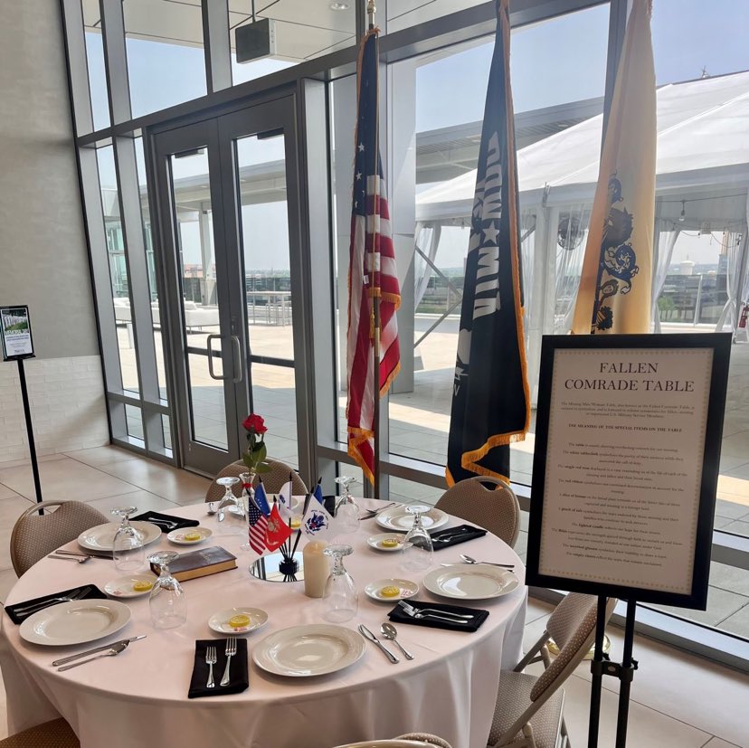 In honor of Memorial Day, we displayed a Fallen Comrade table in the Triad1828 Cafe. The Fallen Comrade table is a symbol for the fallen, missing, or imprisoned U.S. Military Service Members that sacrificed their lives for our freedom. @NFIindustries @TheMichaelsOrg