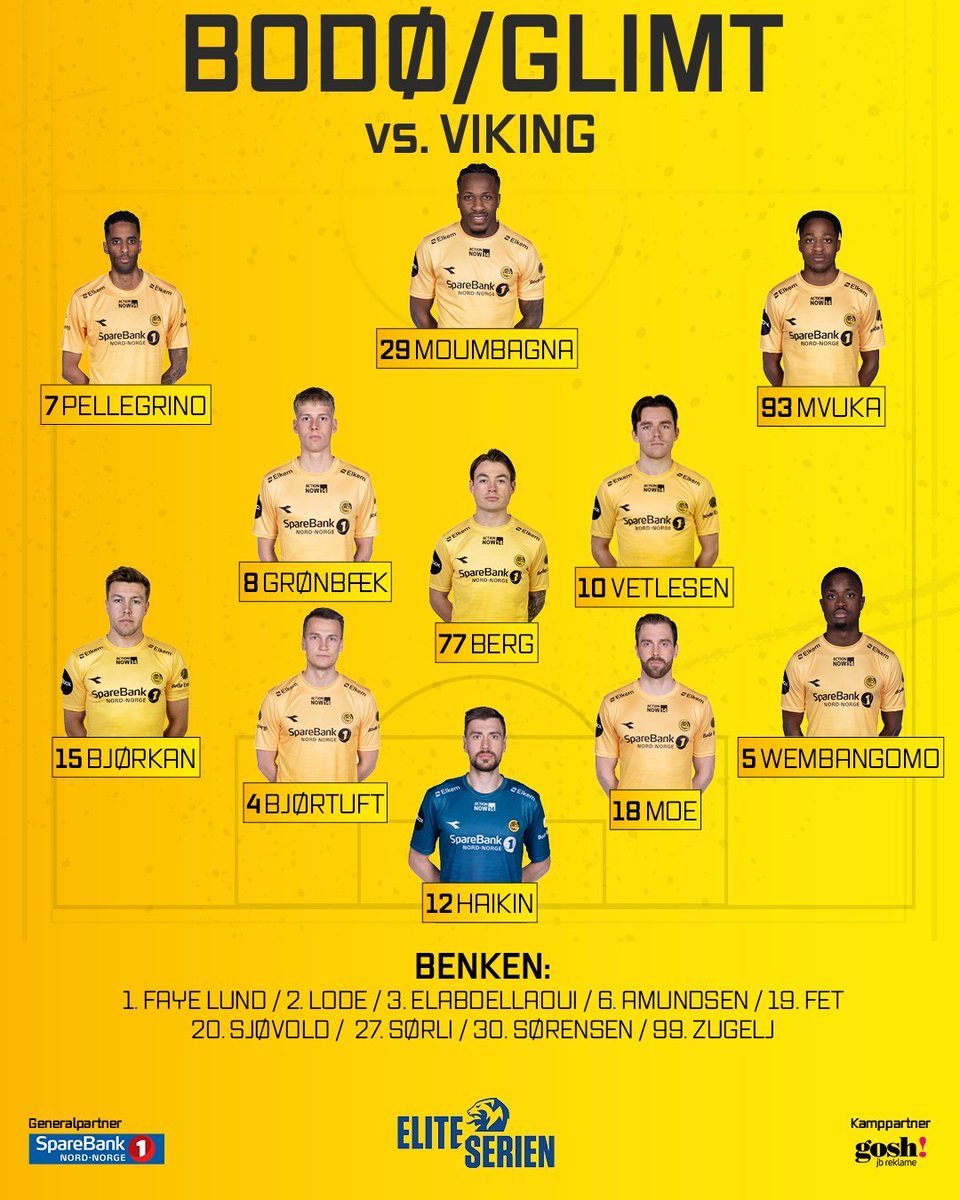 Starting XI.
#GlimtVik #ClashOfTheTitans #FørrEvig