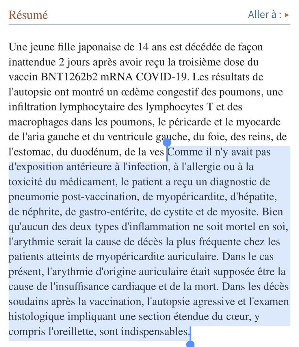 Effroyable 😔😡⬇️

Une fille de 14 ans meurt après avoir reçu un rappel COVID inutile.

ncbi.nlm.nih.gov/pmc/articles/P…