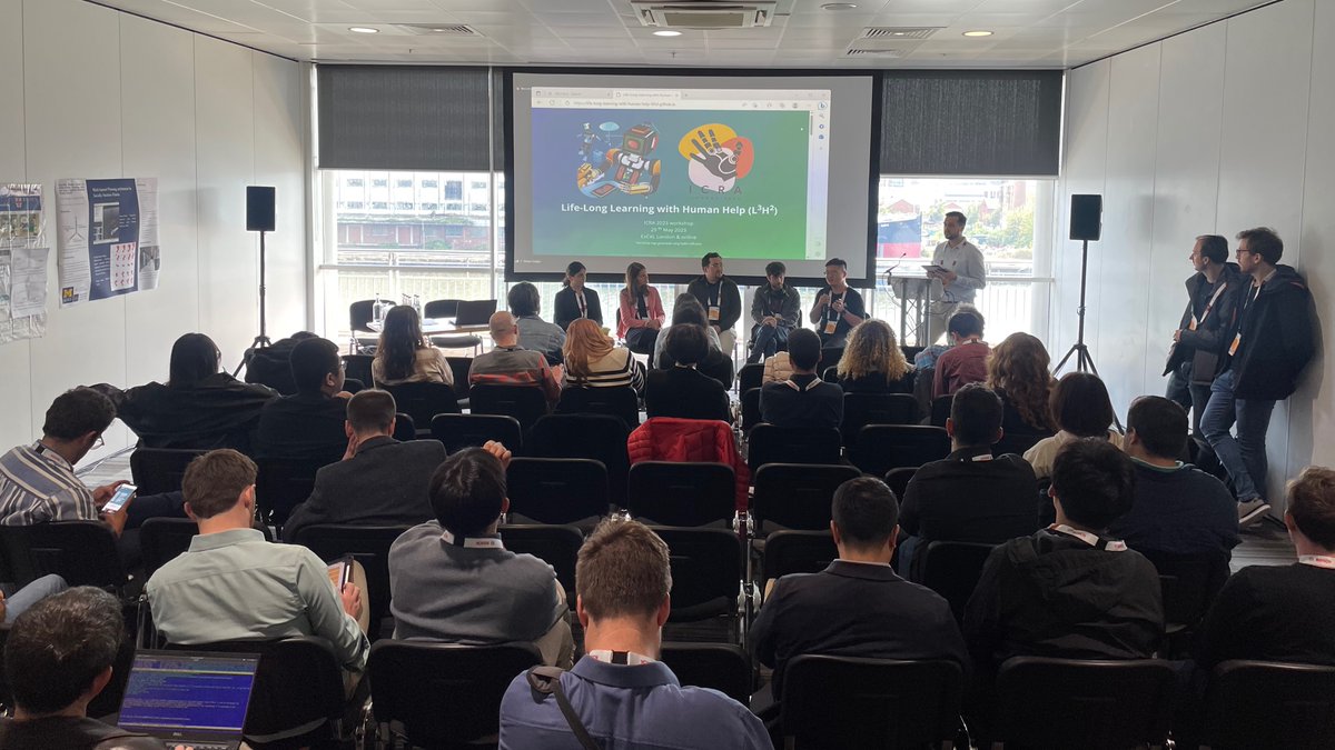 ChrisPek_'s tweet photo. Great discussions in our junior panel at our #L3H2 workshop at @ieee_ras_icra: "Robots can help us, but we can also help robots" / "Transferring knowledge is key for intelligent robots" / "Assistive robots can only be effective when learning from human input" https://t.co/s0pKPhoupL