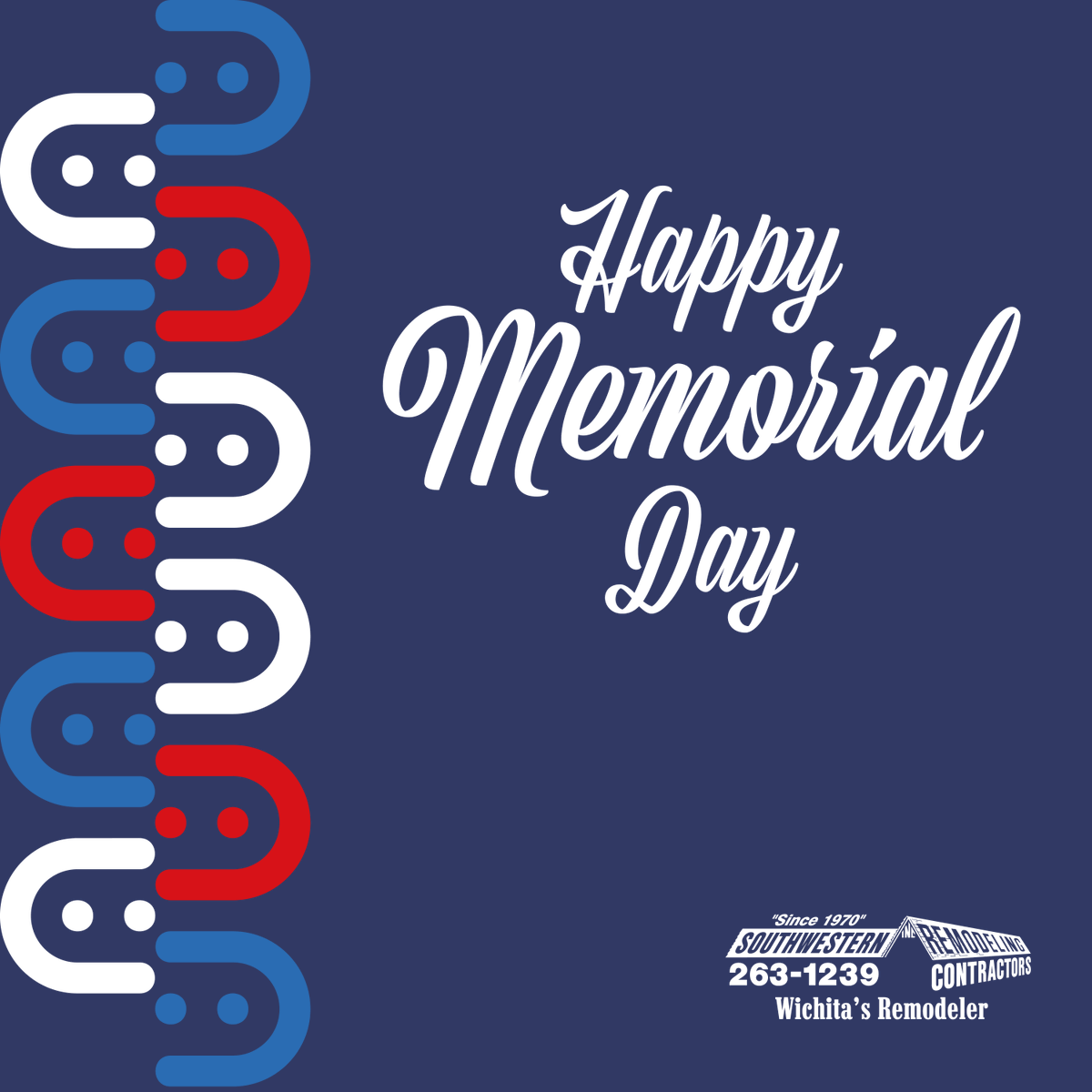 SWRemodeling's tweet photo. Happy Memorial Day!

#MemorialDay #MemorialDay2023 #SouthwesternRemodeling #HomeRemodeling #Remodeling #Wichita https://t.co/up4rLGXWXL