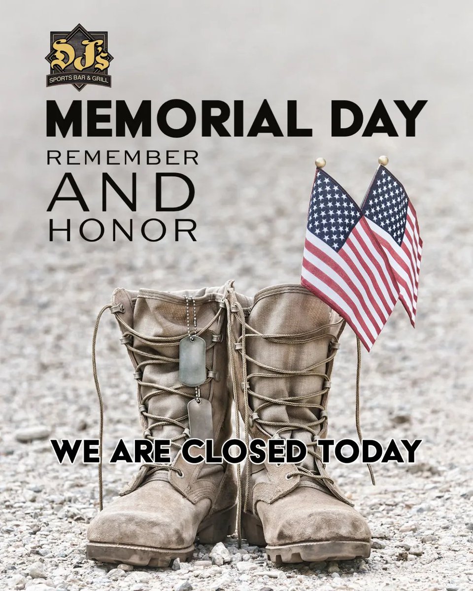 DJ's is closed TODAY for #MemorialDay - See you tomorrow... 

#MemorialDay #rememberandhonor #longweekend #weekend #weekendvibes #MemorialDay2023 #djswestmont #drinklocal #supportlocal #supportsmall
