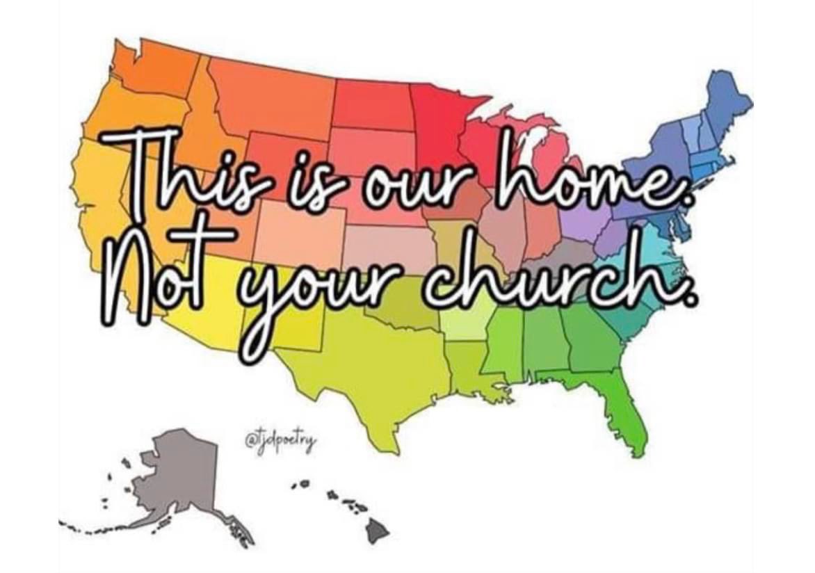 CHRISTIANITY (or an imposter) is taking over our country. THEOCRACY is on its way ... UNLESS WE TRULY FIGHT FOR SEPARATION OF CHURCH AND STATE. Soon they will be stoning people they consider sinners in the town square. #DemVoice1 #ProudBlue #Fresh