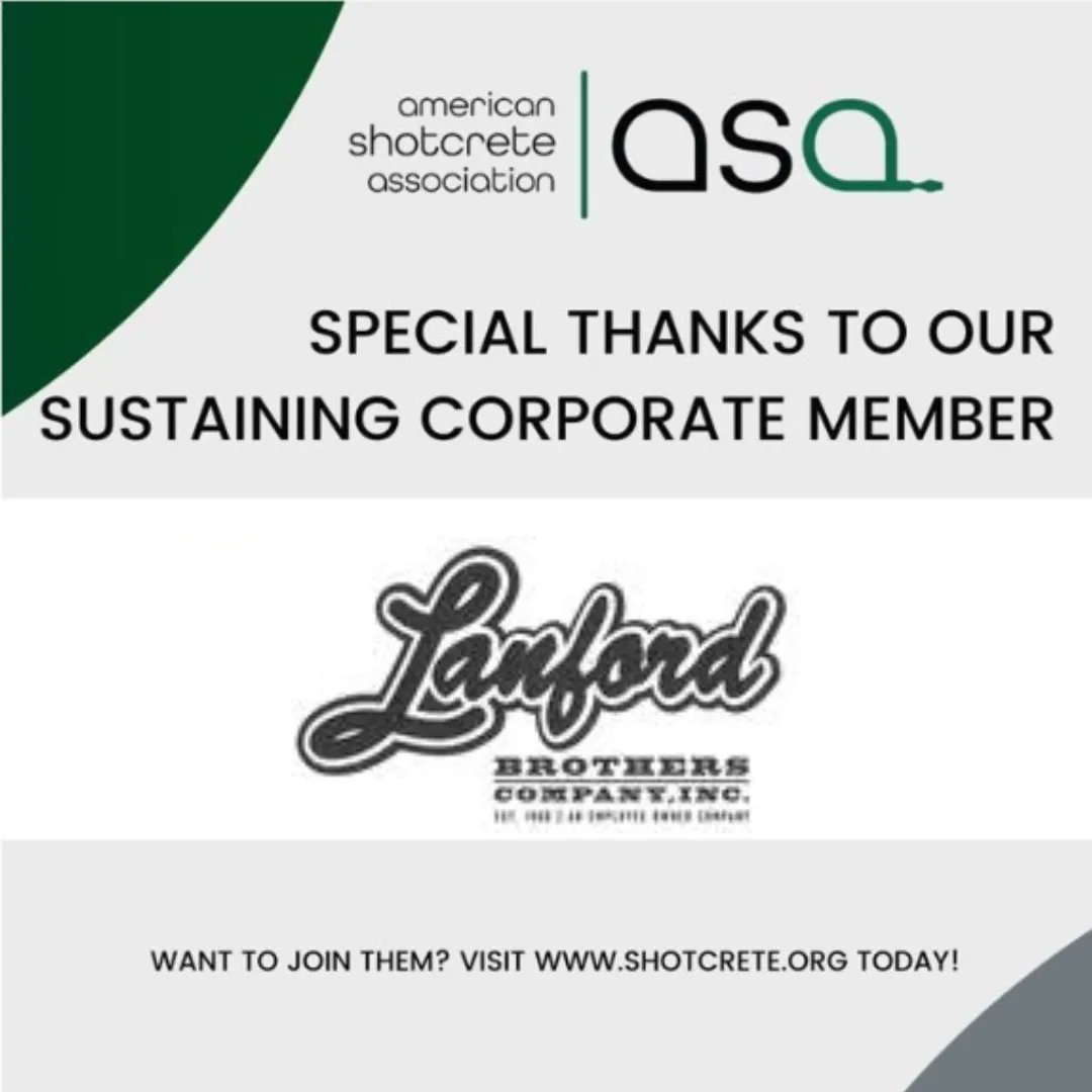 Special thanks to our Sustaining Corporate member, Lanford Brothers Company! Lanford Brothers is able to provide top quality bridge repair services for municipalities and Departments of Transportation. Learn more: buff.ly/40cKinv #ASA #Shotcrete #concrete