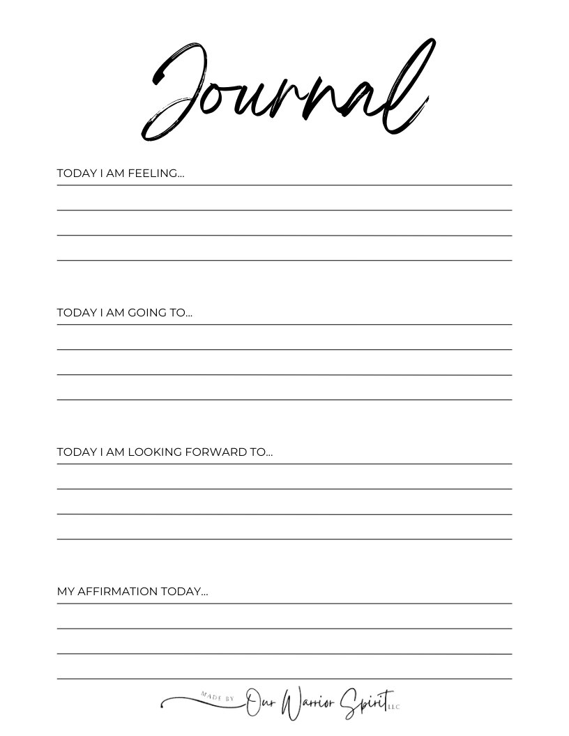Need a place to write your thoughts, or plan your day?

Enjoy this daily journal page from Our Warrior Spirit.

#rwarriorspirit #journal # grateful #planner #mondayvibes #writeitout