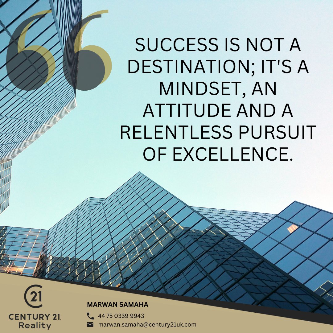 Keep in mind, success in real estate isn't just about making transactions; it's about believing in yourself, striving for excellence, and creating extraordinary experiences for your clients.

 #realestatemotivation #century21 #century21reality #realestate