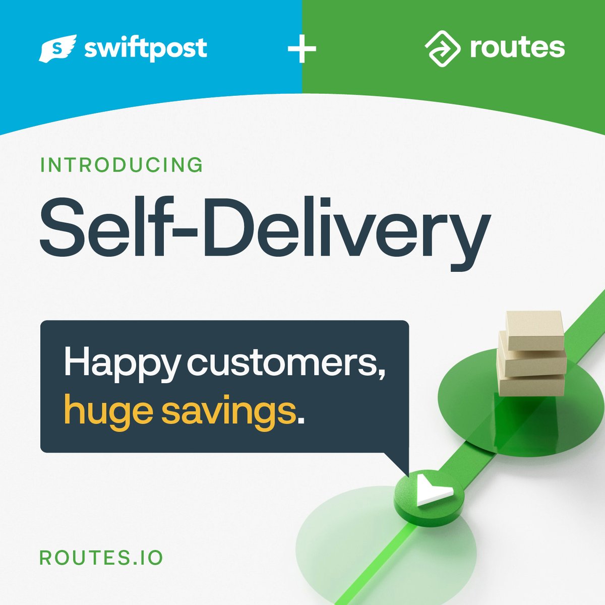 Swiftpost's tweet photo. We're beyond excited to announce the upcoming launch of a whole new delivery paradigm: Self-Delivery. 

Swiftpost and Routes make delivering to your customers faster, easier, and more profitable than ever. 

https://t.co/S75vnEfFiS | https://t.co/XUUbxNFCtx https://t.co/C1728pjTbi