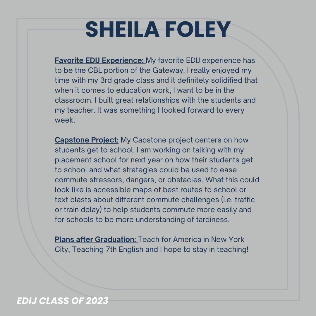 Congratulations Sheila! #EDIJClassOf2023 🎓✨💙