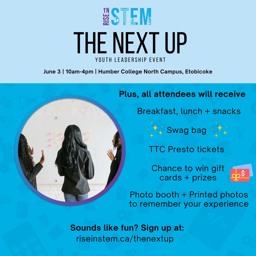 riseinstem's tweet photo. Are you interested in developing as a youth leader? Do you want to meet STEM industry experts and network with peers interested in STEM? Sign up for The Next Up: Youth Leadership Event at https://t.co/msn2o1MQ3H 💙 https://t.co/xq5UxzIt6v