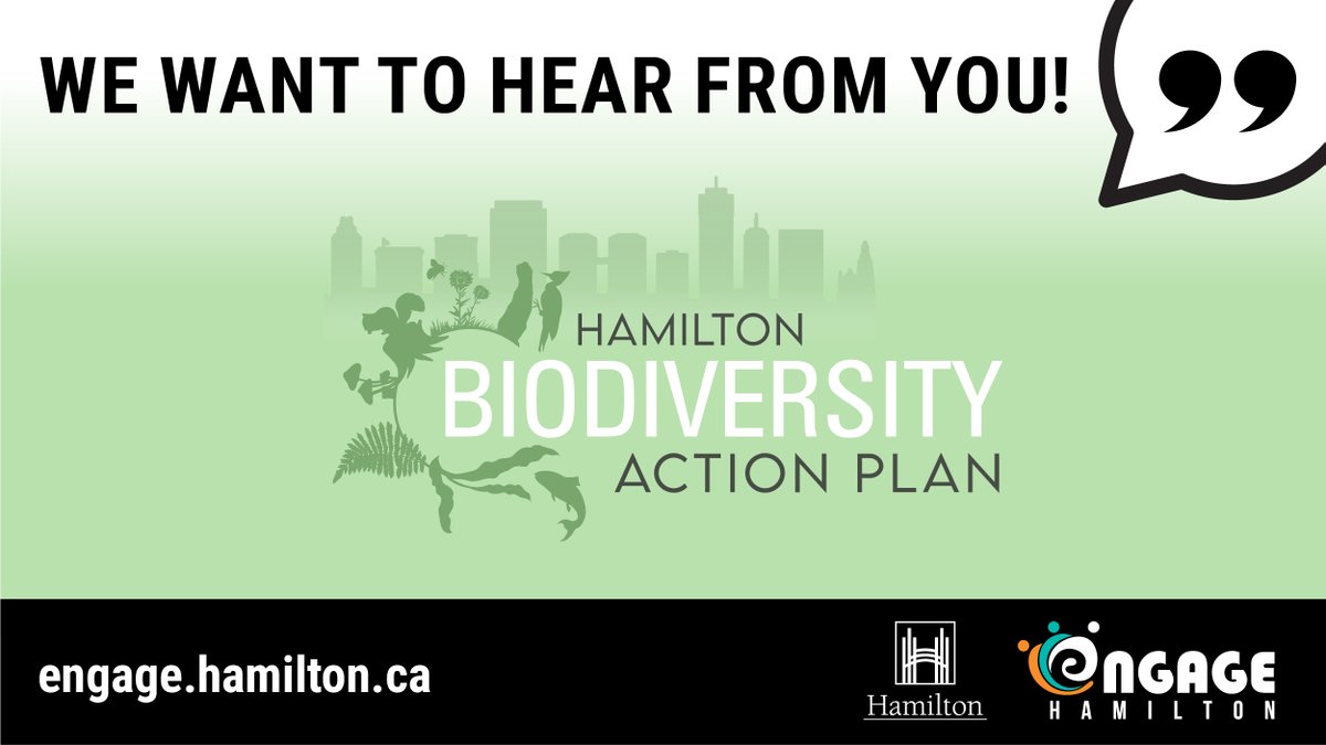 cityofhamilton's tweet photo. Have your say in protecting biodiversity in Hamilton! Provide your feedback on the Biodiversity Action Plan, and let us know what you think about including the 23 targets of the Global Biodiversity Framework as part of the plan: https://t.co/uKHgY639Oy https://t.co/0QxaANBEFK