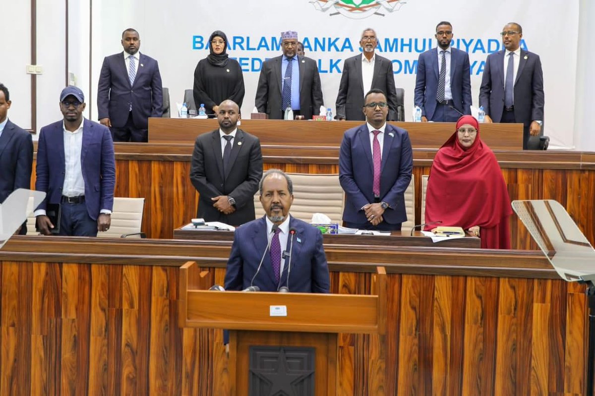 JigatoMp's tweet photo. The 3rd session of the 11th Parliment of the Federal Republic of Somalia parliament was opened today by  president @HassanSMohamud of @TheVillaSomalia in the presence of the Prime Minister @HamzaAbdiBarre and the speaker of the Parliament of Djibouti. This session will be very busy and will be focusing on the completion of the constitution, electoral system and other laws related to the system of debt forgiveness and community development.