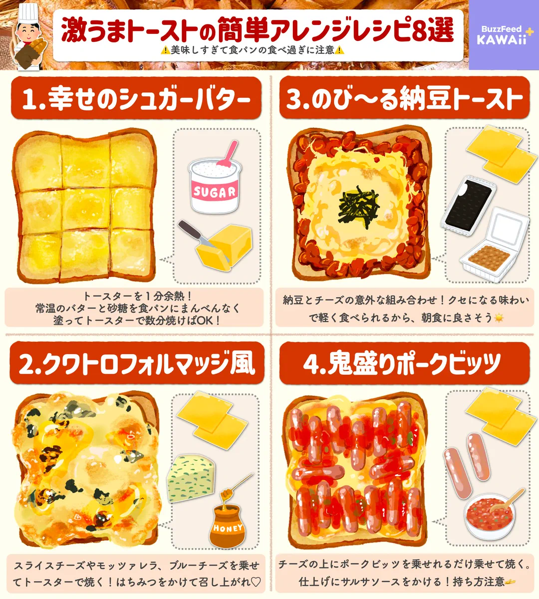 食べ過ぎ注意になってしまうほど美味しそう！激うまトーストアレンジレシピ8選！