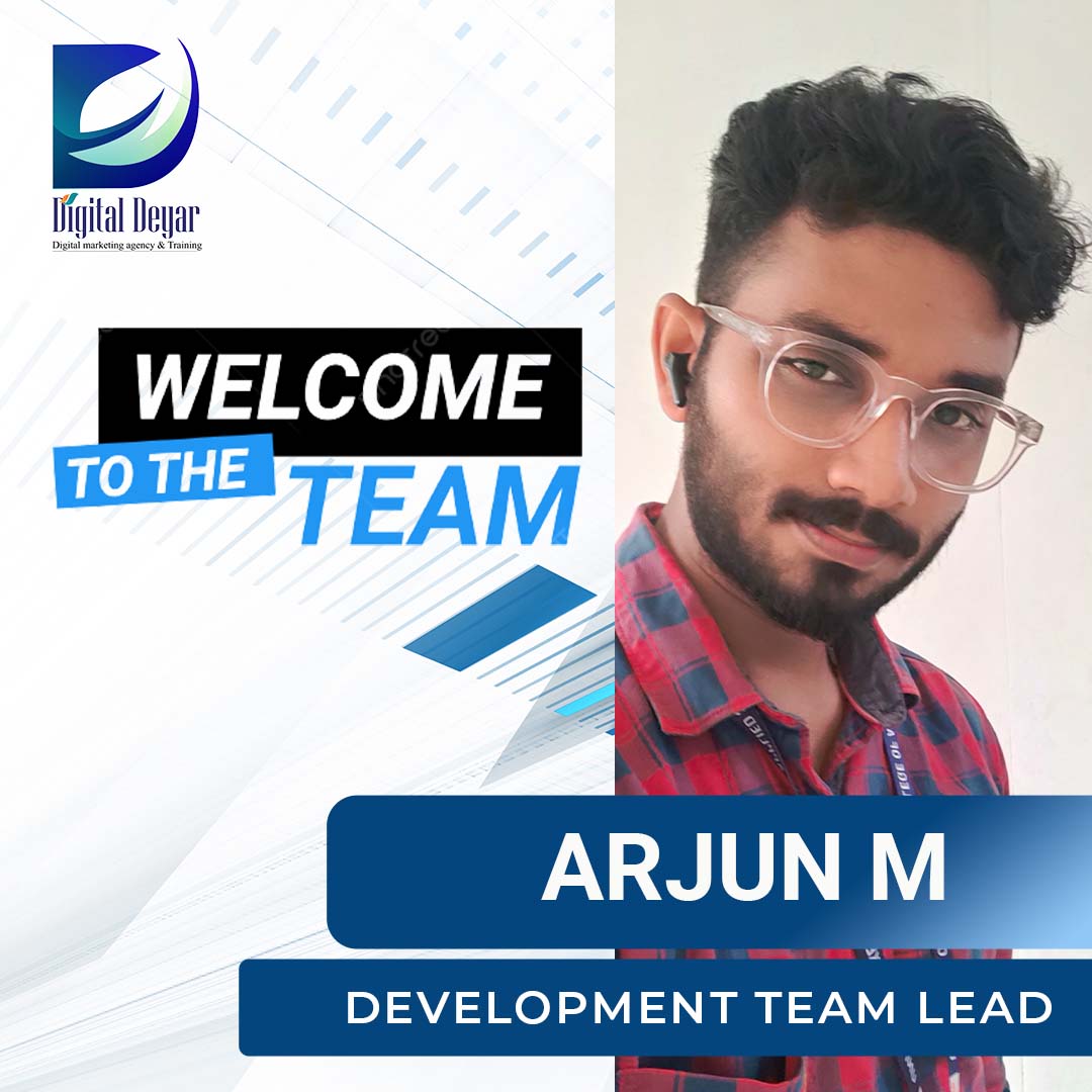 Congratulations Arjun M
Welcome to the team! It is a pleasure to have you on board and we look forward to working together to accomplish our goals. 
#onboard #welcome #teammember #digitaldeyar #webdeveloper #graphicdesign #digitalmarketingagency