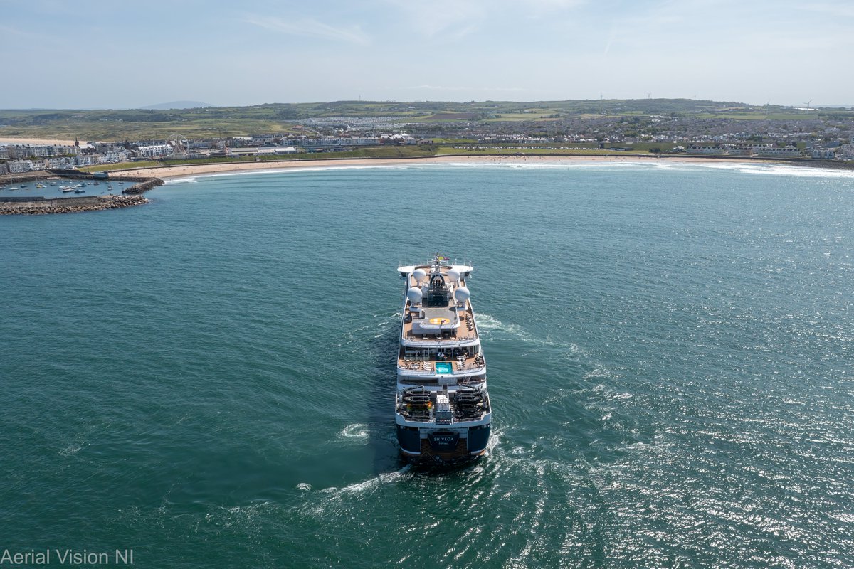 The SH Vega Cruise Ship arrived at Portrush during lunchtime today. Owned and operated by @swanhellenic the SH Vega is 115m long, Gross Tonnage is 10,700, was built in 2022, sails under the flag of Panama and was named after the first ship to cross the Artic North East Passage.