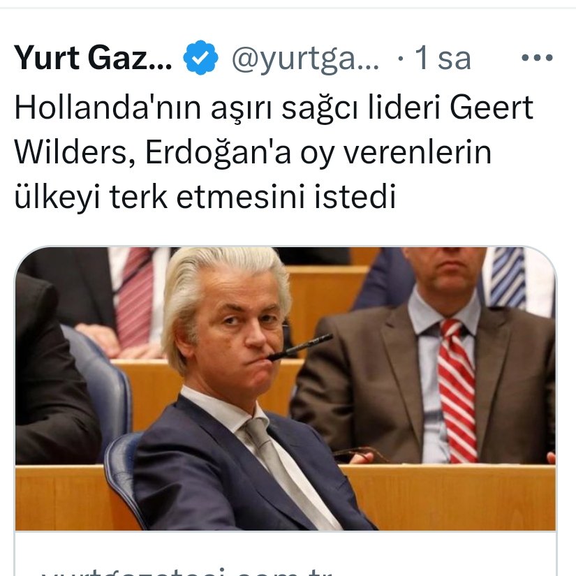 Hollanda'nın Özgürlük Partisi Başkanı Geert Wilders: Türklere güle güle dedi!!

Hey sen çok yaşa Geert ♡ 

🔺️Cennet vatanlarına dönüp onlarda bizim gibi mutlu mesut yaşasınlar!!
🔺️Aynısını Almanya hükümetinden de bekliyoruz!!