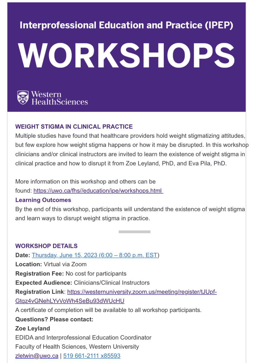There’s still time to register!! #interprofessional #weightstigma #clinicalpractice #workshop #healthcareproviders #clinicians