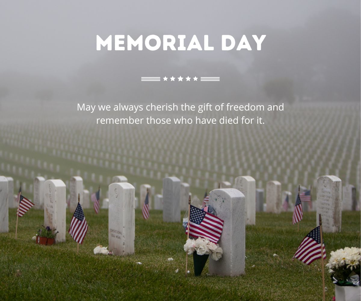 Thank you to all of the service men, women and families who have given the ultimate sacrifice for our freedom. Such a high cost. May we not take it for granted today or any day. Happy Memorial Day!