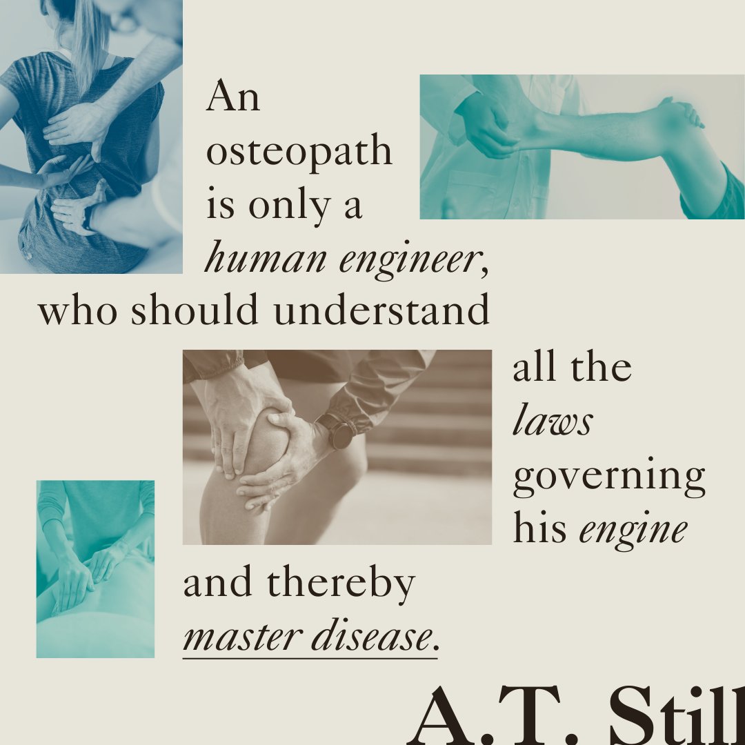 OsteoEducation's tweet photo. How would you describe the role of the osteopathic practitioner? From his autobiography, #ATStill likens the #osteopath to a human engineer governed by the laws of nature. What are your thoughts on this metaphor? Share below! ⚙️🦴🧠 https://t.co/SIaRt67JT9