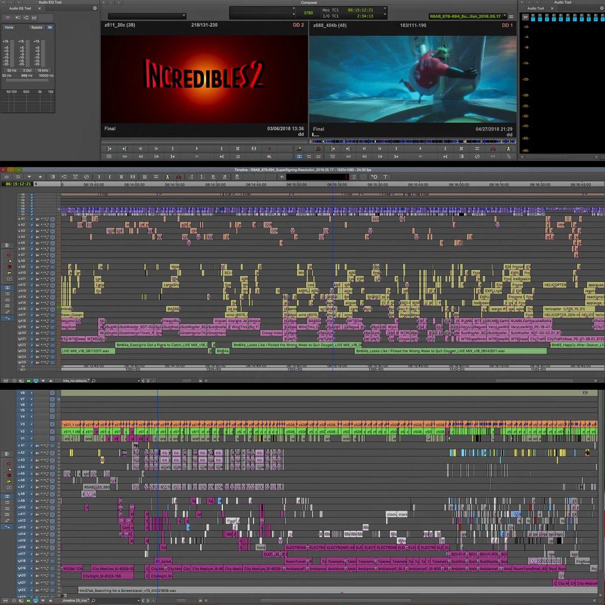 🎞️ Incredibles 2 editing timeline
📷 Editor Stephen Schaffer

#postproduction #avid #mediacomposer #incredibles2 #timeline #pixar #editor #editing