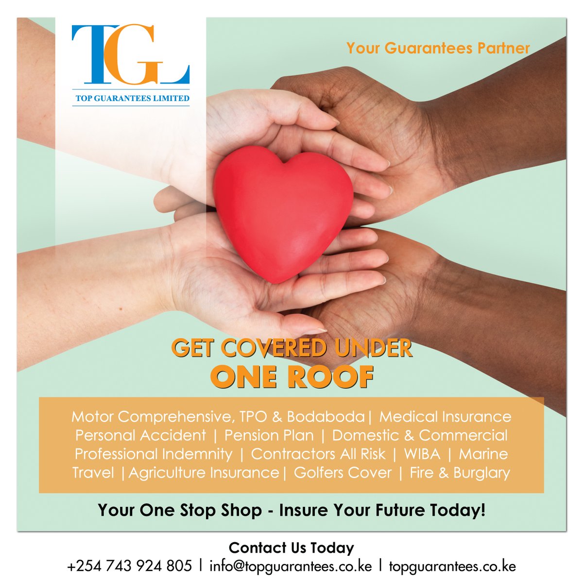 topguarantees's tweet image. Get covered under one roof.
We offer exemplary insurance services that suit your every need.
Get in touch with us Today.
#insureyourfuture
#TGL