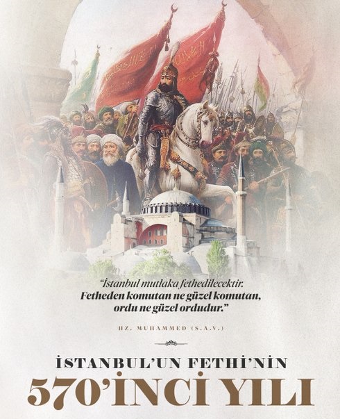 Fethi’nin 570’inci yıl dönümünü dolayısıyla. Peygamberimizin müjdesine mazhar olan, çağ açıp çağ kapatan Fatih Sultan Mehmet Han’ı ve kahraman ordusunu rahmetle ve minnetle yâd ediyorum. #İstanbulunFethi #29Mayıs1453 #TürkiyeYüzyılı