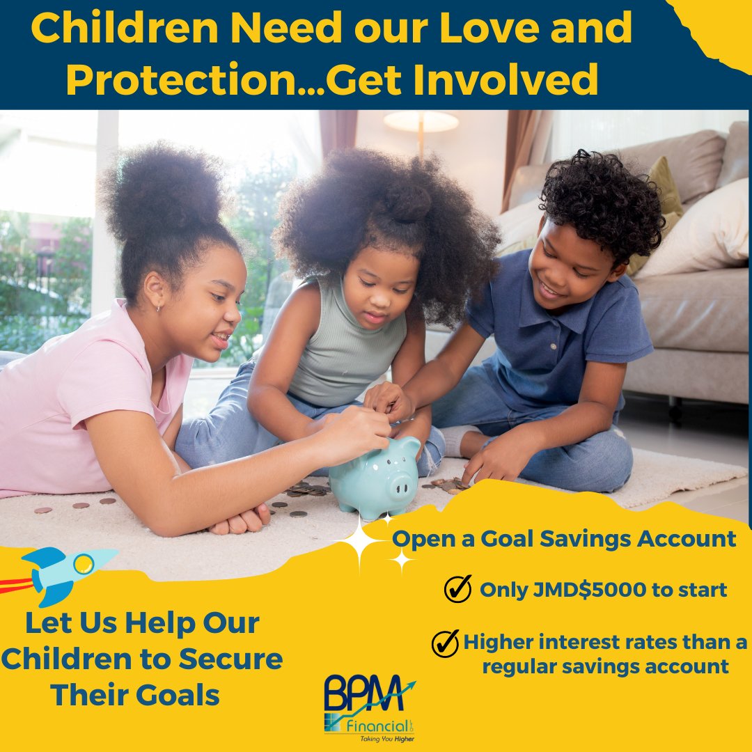BPMFinancialLTD's tweet photo. Let us actively help our children secure their goals,  by saving for their education and teaching them to invest so that they have the resources needed to achieve their dreams.

#BPMFinancial #childrenneedourloveandprotection #ChildsMonth #TakingYouHigher https://t.co/MowrIKo2ok