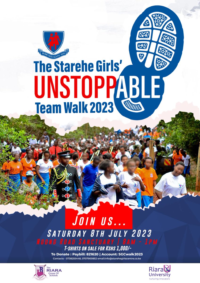Excited to see the @StareheGirls annual walk back after 3 years! Grab a ticket and join us on 8th July to champion for #Letgirlslearn. Because #EducationMatters cc: @SGCalumnae @RiaraUniversity @riaraschools