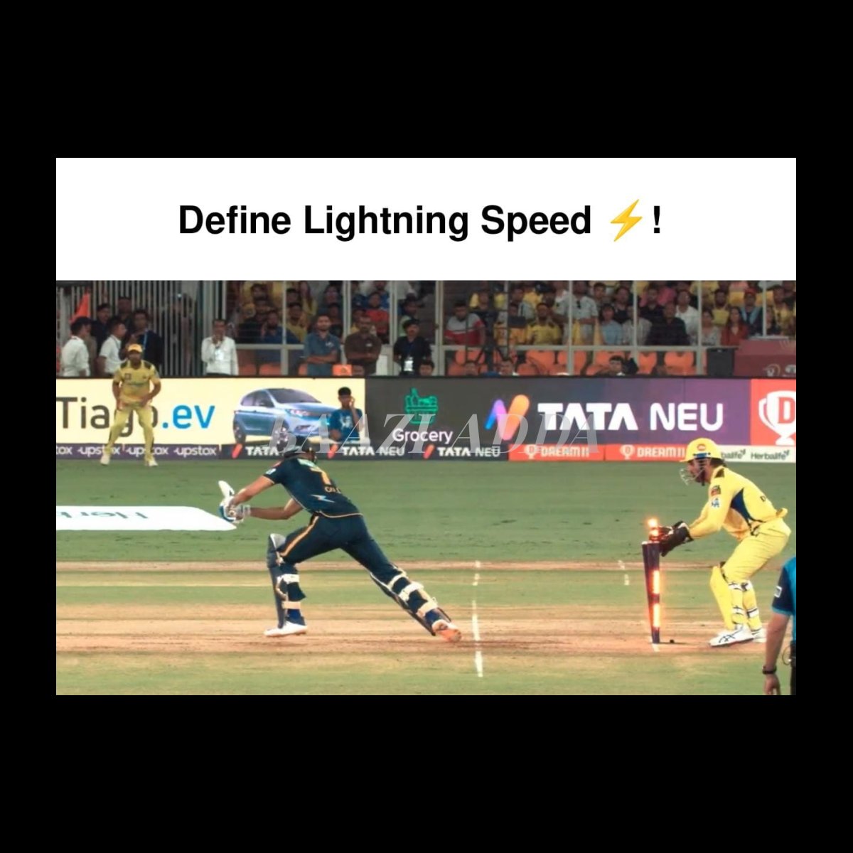 iw247official's tweet photo. Now we know why Speed is calculated in M/S! That is "MS" Dhoni!

#CSKvsGT #CSKvGT #GujaratTitans #ChennaiSuperKings #ipl2023 #ipl2023updates #msdhoni #shubmangill https://t.co/AJohC7fCdU