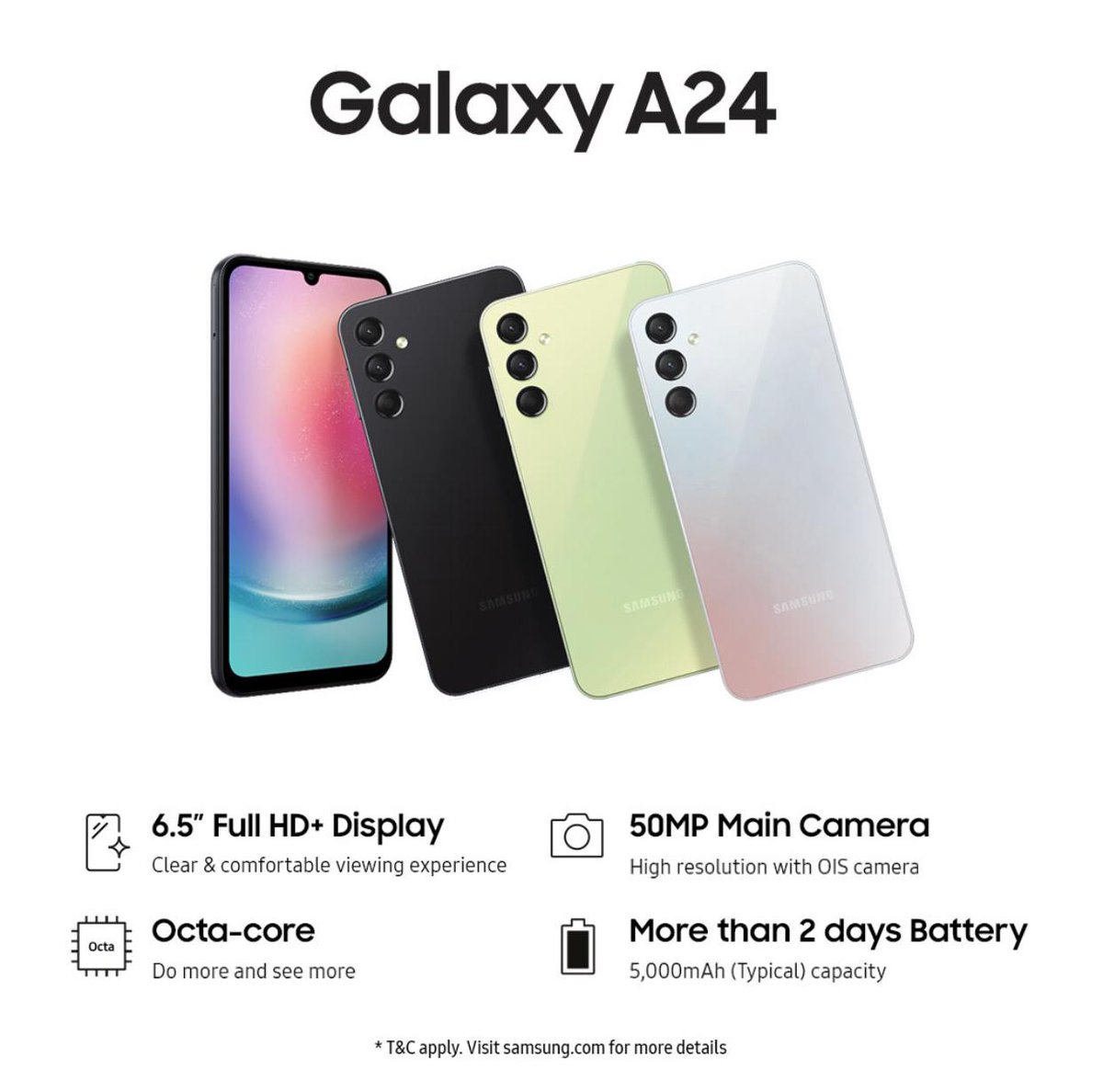 Guys  #GalaxyA24  is that one phone that has  capable cameras to capture all the beautiful moments of you and your loved ones. You won't go wrong with #GalaxyASeriesKE because #AwesomeIsForEveryone 

To purchase one click on the link below. 👇

linktr.ee/samsungkenya