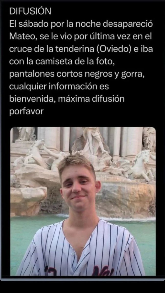 Difusión por favor, el sábado por la noche desapareció en Oviedo.
Es el hijo de una amiga.