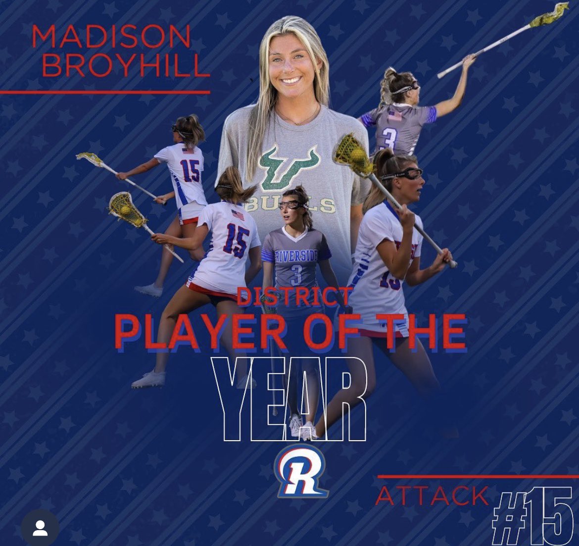 Also just saw this! Madison Broyhill, coming this year to <a href="/USFWLAX/">USF Women's Lacrosse</a>, earned Player of the Year honors after a dominating season (still playing). She’s coming this year to #RunWithUs🤘