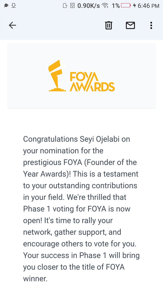 SeyiOjelabi's tweet image. It Another Day To Cast Your Vote !

To vote for me #Method1(Free)
1. Visit foya.Africa/vote/EGUHRKOL
2. Create an account
3. You will be credited with 1 voting credit per day immediately to vote for 1 nominee
4. Search &quot; Seyi Ojelabi&quot;
5. Click the &quot;Express Vote&quot;
#ThankYou