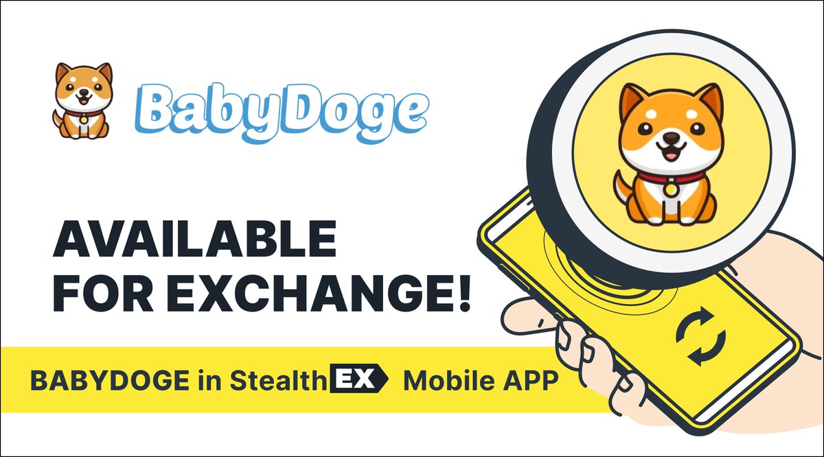 Coin for true doggo lovers 🐶

<a href="/babydoge/"></a> is created with a mission to help save dogs 💛

Get #BABYDOGE on StealthEX Mobile App!

Google Play 👉  bit.ly/3Dsuh4G

Swap on web 👉 stealthex.io/?to=babydoge

Cross-chain swap of 1000+ #crypto, no registration &amp; limits🔥