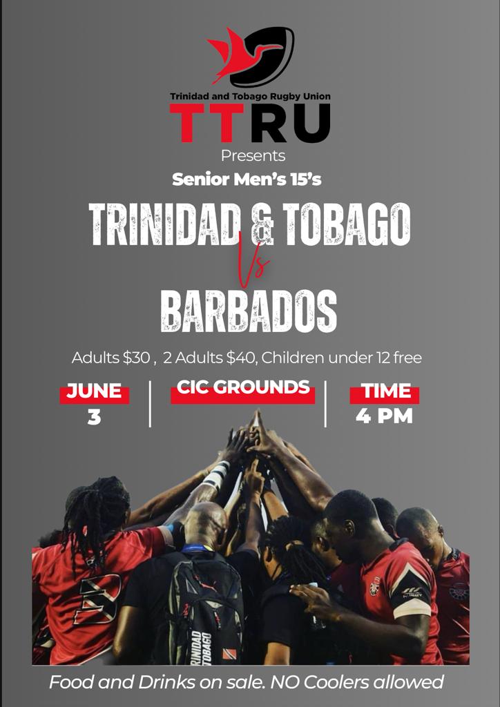 International Rugby is back this weekend, come out and support ❤️🤍🖤 🇹🇹