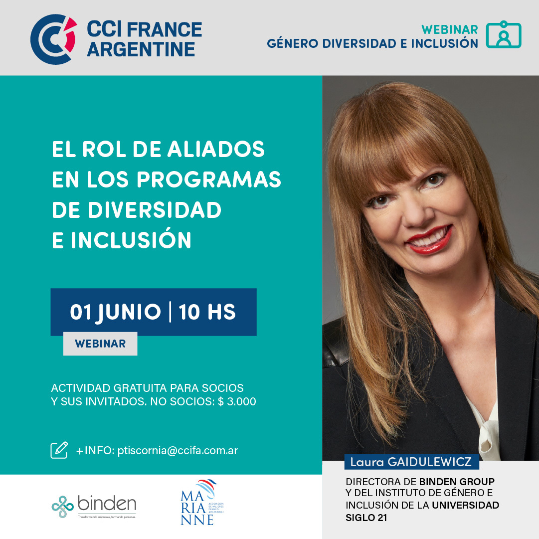 CCI_F_A's tweet image. 📧 Jueves 1 de junio El rol de aliados en los Programas de Diversidad e Inclusión

Con: Laura GAIDULEWICZ (Directora de Binden Group y del Instituto de Género e Inclusión de la Universidad Siglo 21)
.
.
📍10hs.
Información e inscripción 👉 ccifa.com.ar/es/actividades…