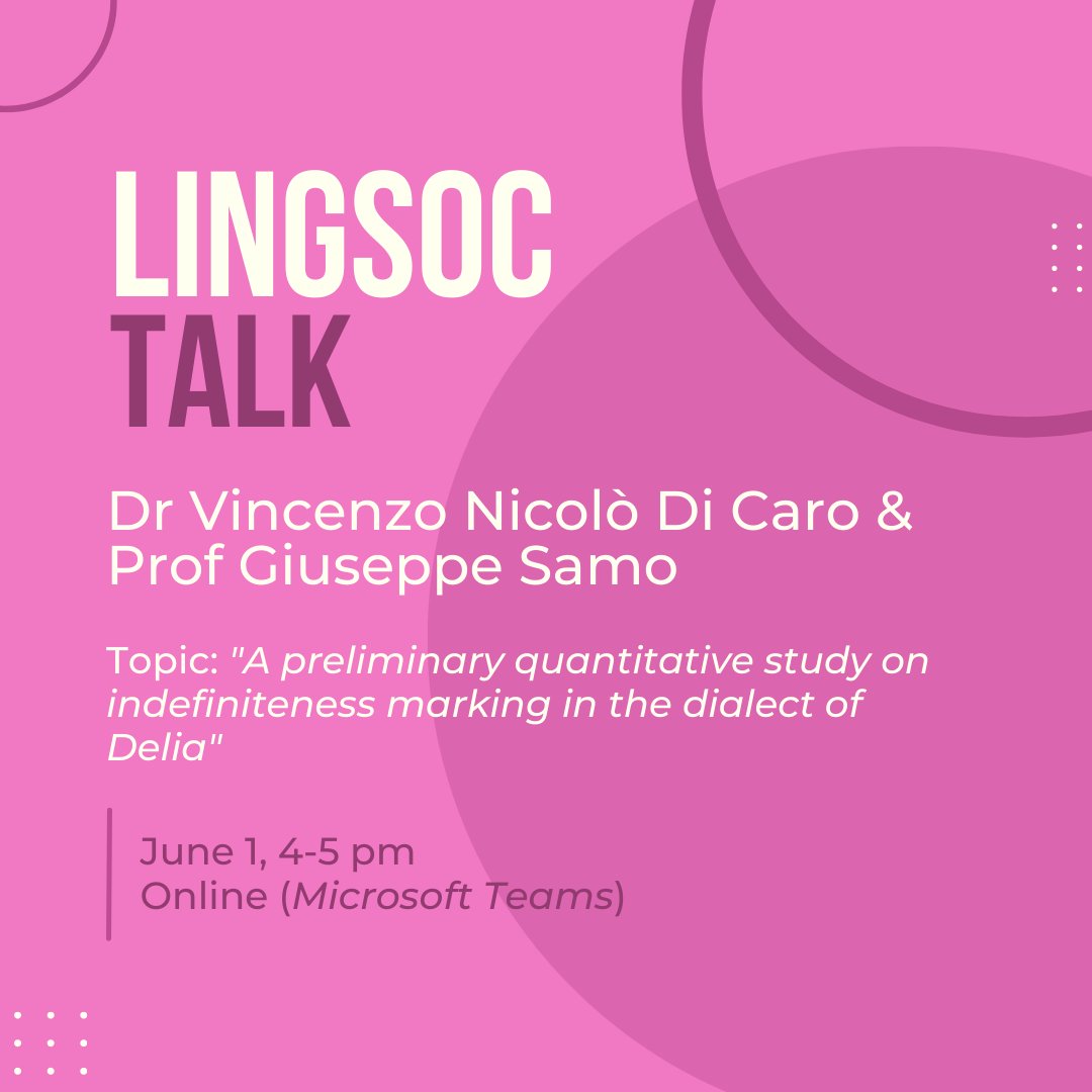 CULingSoc's tweet photo. Join us ONLINE this Thursday, June 1, 4-5 pm, for an exciting talk by Dr Vincenzo Nicolò Di Caro (University of Venice) and Prof Giuseppe Samo (University of Geneva/Beijing Language and Culture University). Don't forget to check your emails for the abstract and the meeting link! https://t.co/zxs017YMf0